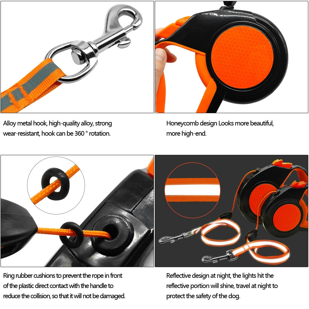 Dual Headed Pet Leashes with Flashlight