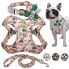 Dogs Harness-Flower Printed Dog Collar Harness